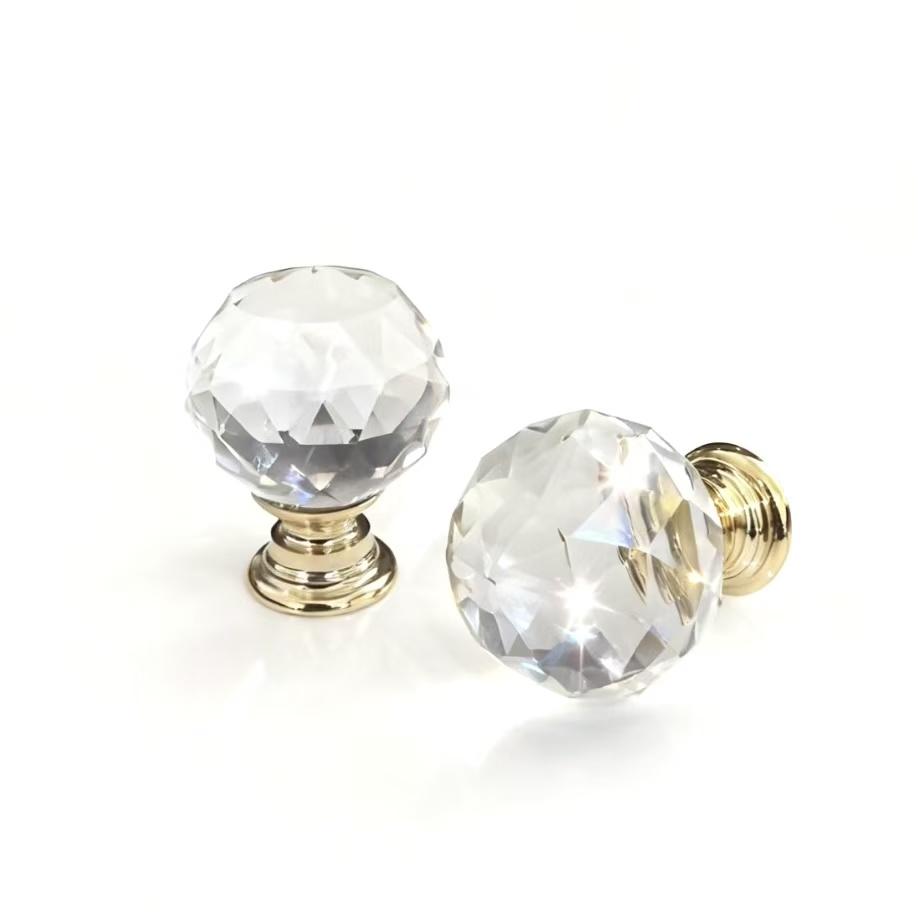10 Crystal Drawer Knobs, Round Handle Ball Pulls, Suitable for Cabinets, Dressing Tables, Drawers, Kitchen Furniture - Transparent, Door Knob, Door Hardware