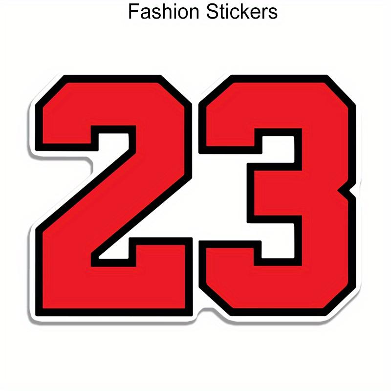 Red Vinyl Sticker with "23" Design - Self Adhesive, Matte Surface, Cartoon Anime Style - Suitable for Laptops, Water Bottles