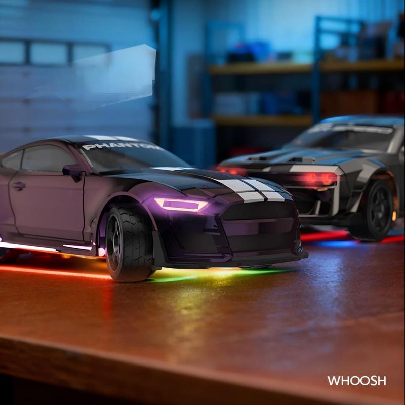 1:43 American Muscle RC Drift Car, RC Cars, Abs Alloy Precision Structure, 7 Color Lights, Type-C Charging, 30-Minute Battery Life, Ages 8+