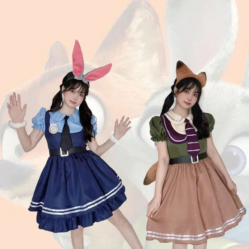 Zootopia Judy Cosplay Dress for Women Cosplay Anime Judy Hopps Dress Cartoon Joint Style Dress Cosplay Maid Rabbit Cloth