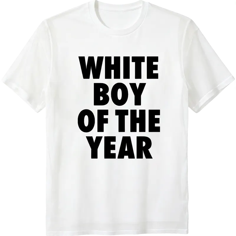 Men's "White Boy Of The Year" Oversized Streetwear T-Shirt - Classic Short Sleeve, Casual Trendy Menswear Viral Meme Graphic Tee 2 PACK/4 PACK
