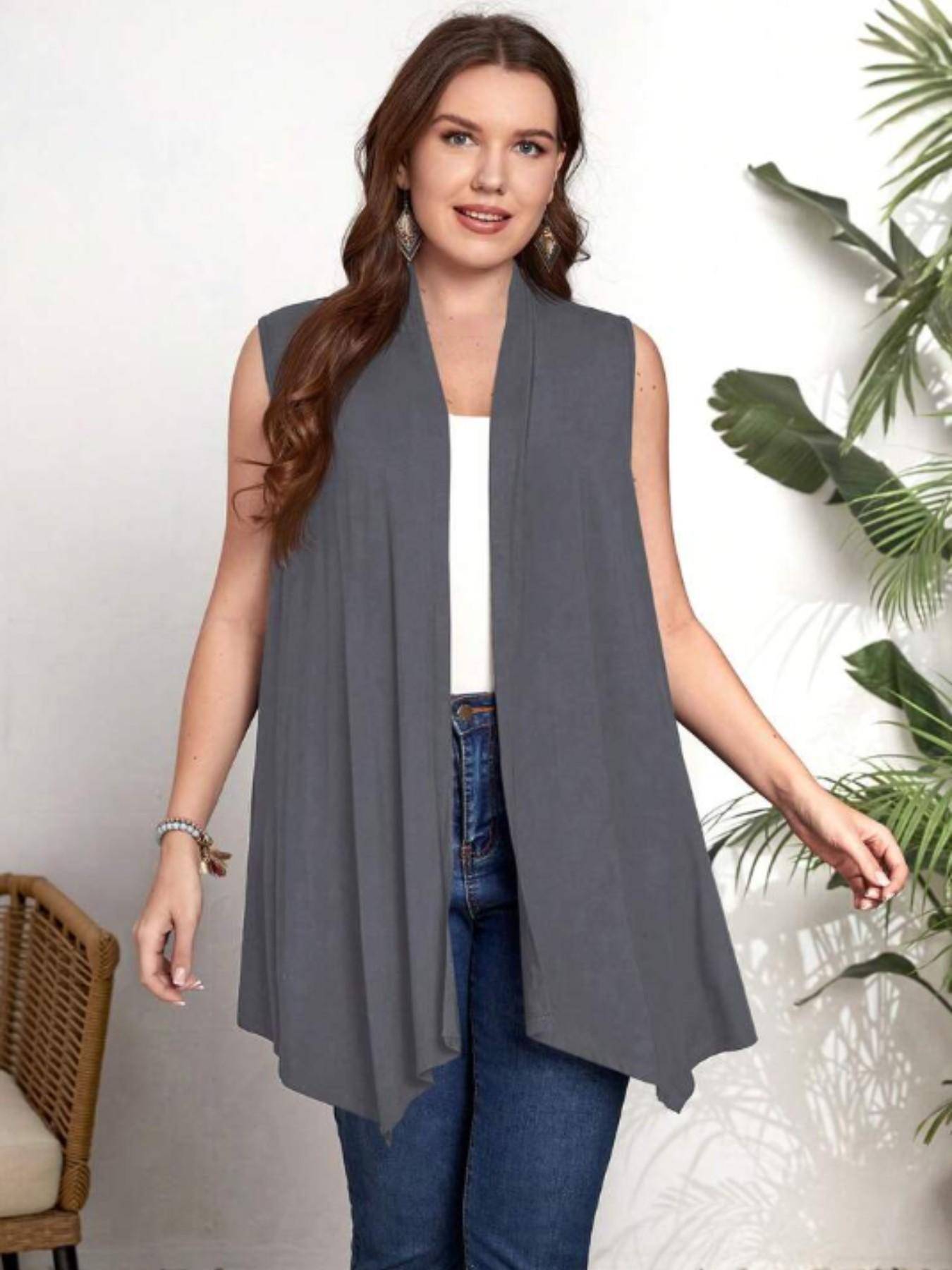Ebay Bestselling Sleeveless Vest, Hot Selling Open Front Cardigan for Women, European and American Style, Plus Size Female Clothing