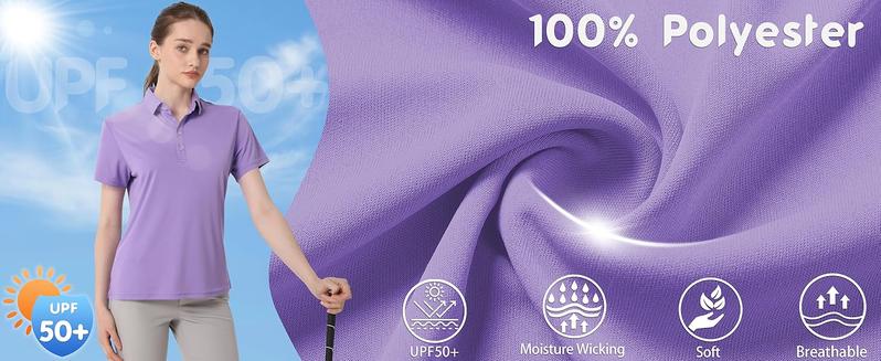 Women's Polo Shirts UPF 50+ Casual Sun Protection Work Quick Dry 4 Buttons Short Sleeve Collared Golf Shirt XS-3XL