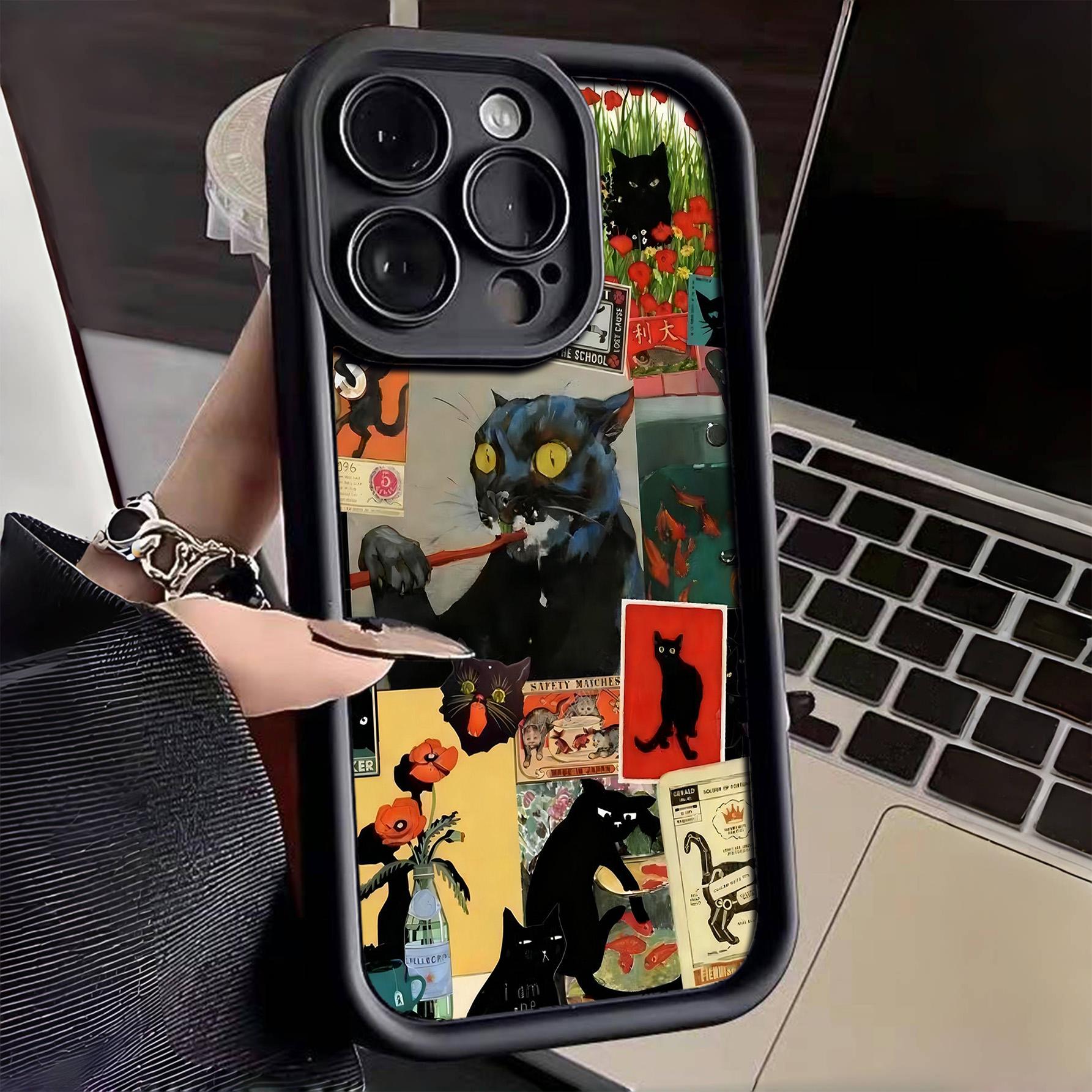 Unique Cat Patchwork Phone Case, Soft Full Coverage, Anti-Slip, Fingerprint Resistant, Suitable for Apple iPhone Models