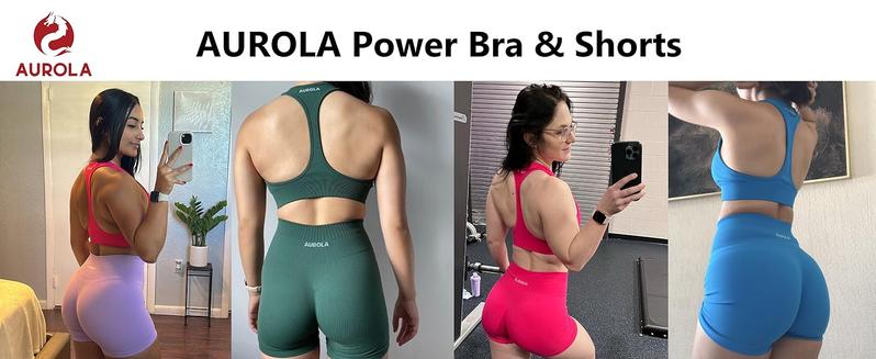 AUROLA Power Scrunch Butt Workout Shorts for Women Seamless Gym Shorts High Waist Tummy Control Yoga Biker Shorts