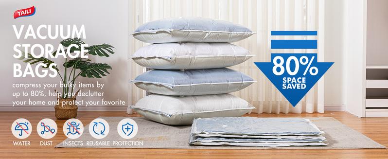 TAILI 8 Pack Vacuum Storage Bags for Comforter and Blankets, Jumbo Vacuum Seal Bags for Bedding 40x31 Inch, Space Saver Bags for Clothes, Pillows, Saving More Closet Space