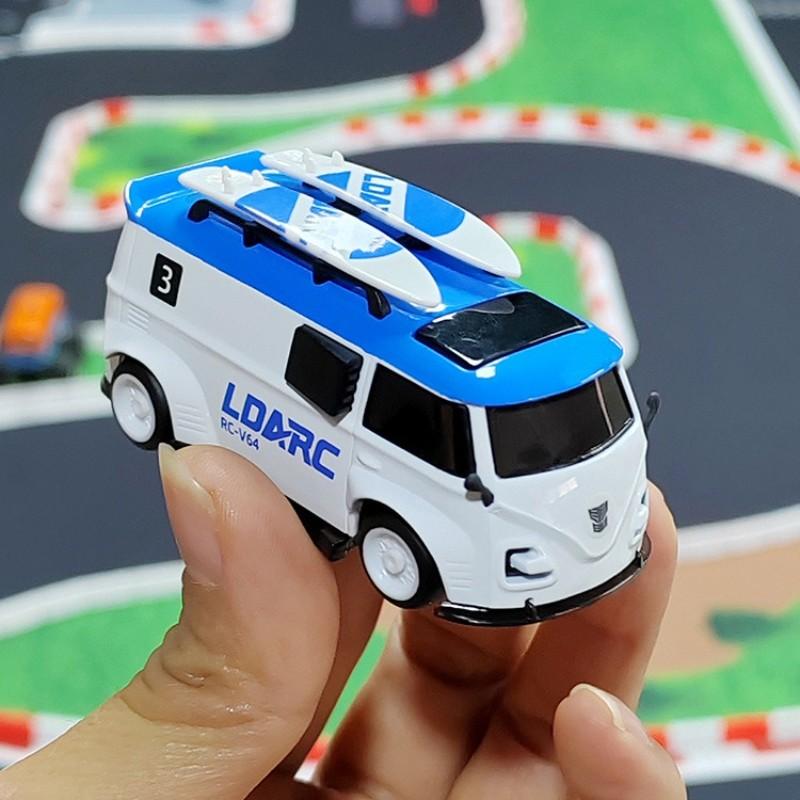 LDARC V64 Desktop Micro RC Car Classic Retro Mini Van 1:64 Scale Full Proportional Control Indoor Racing Toy for Hobbyists