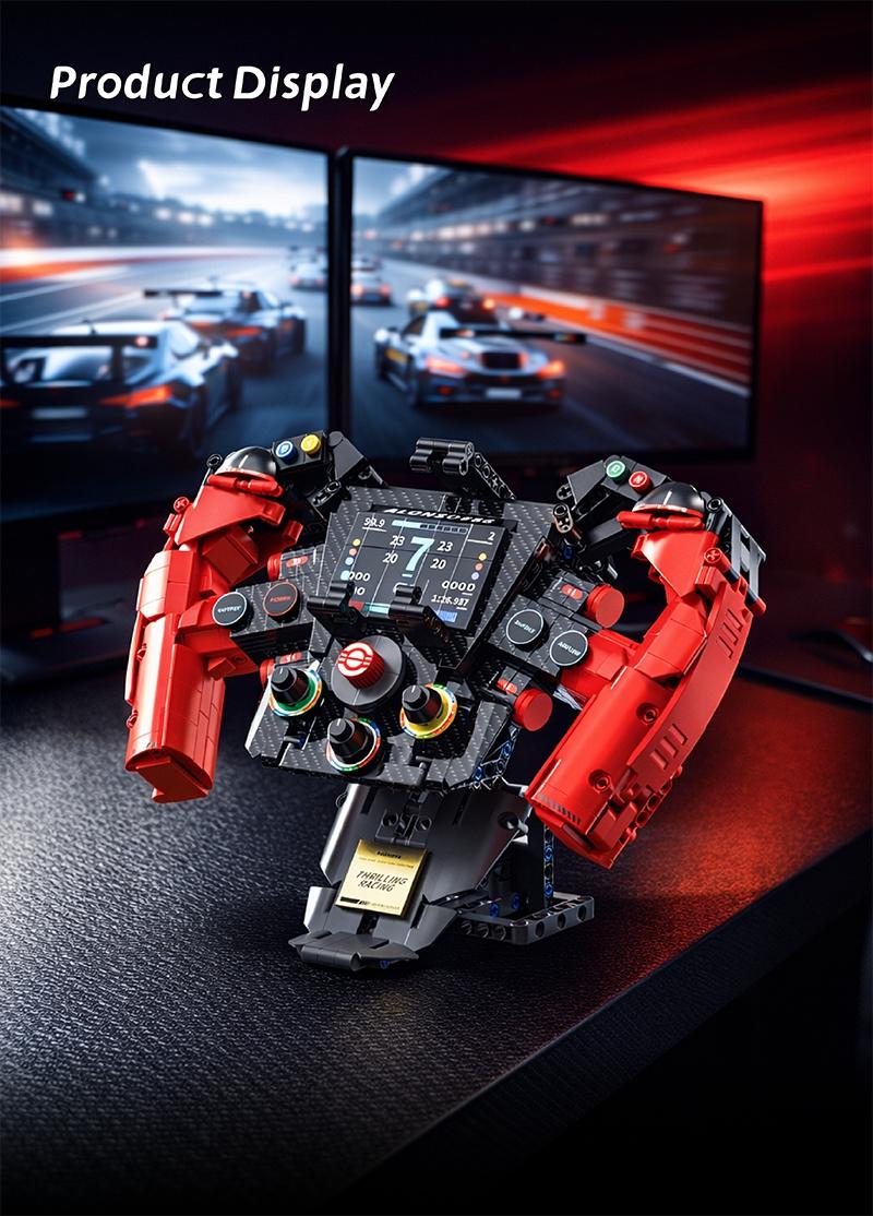 971Pcs Formula Racing Vehicle Steering Wheel MOC Blocks Supercar Model Building Toys Gifts for Adult Boys Technical Bricks Sets