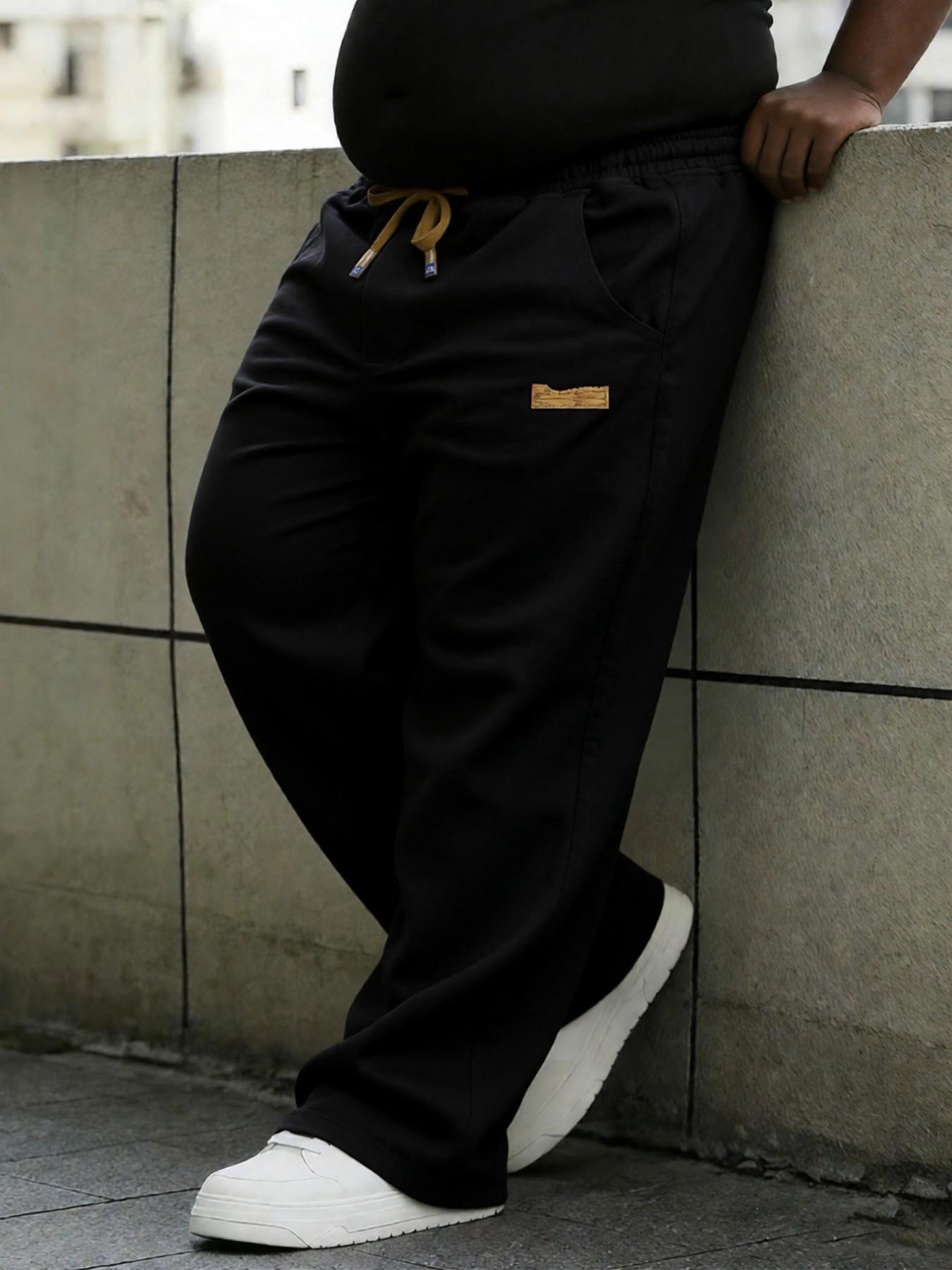 Men's Plus Size Loose Casual Jeans with Pockets, Drawstring Elastic Waist Streetwear, Available in 2XL to 6XL