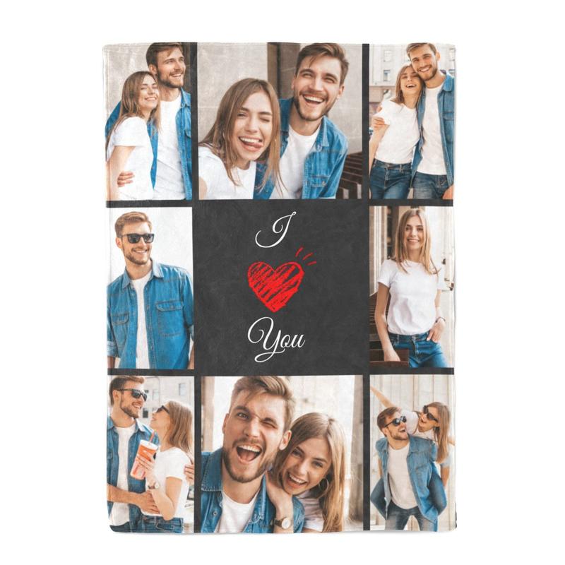 I Love You Gifts for Valentines Day, Custom Blanket with Photos, Personalized Blankets with Pictures, Photo Blankets Using My Own Photos, Personalised Gifts for Girlfriends, Boyfriends, Couples