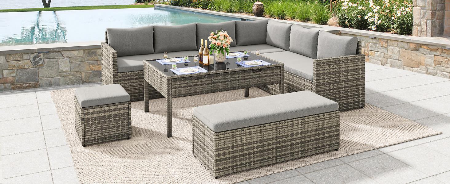 【Dealsforyoudays】Yitahome Patio Furniture Set, 6-Piece and 7-Piece, All-Weather PE Rattan Wicker Outdoor Sectional Sofa with Soft Cushions & Coffee Table, Patio Conversation Set for Backyard, Garden, Porch, Balcony 【Dealsforyoudays】Yitahome Patio Furniture Set, 6-Piece and 7-Piece, All-Weather PE Rattan Wicker Outdoor Sectional Sofa with Soft Cushions & Coffee Table, Patio Conversation Set for Backyard, Garden, Porch, Balcony