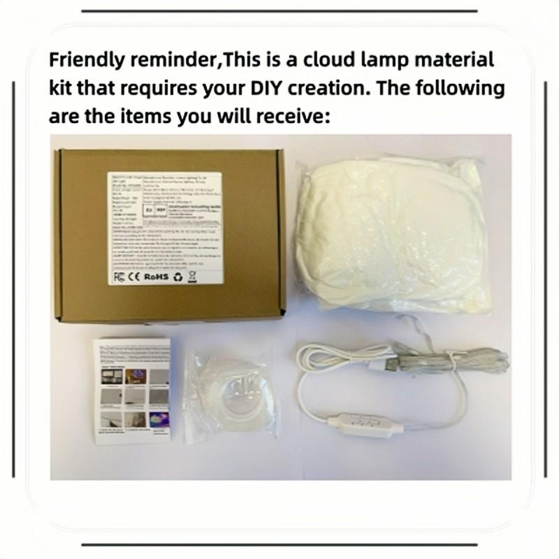 Thunder Cloud LED Light self-made material package (no glue) ,DIY Creative Rainbow Multi-Color Night Lamp, LED Atmosphere Lamp, Led Ambient Lighting, Party Decor for Game Room, Garage, Club, Bar, Dj, 6.56ft String Lights