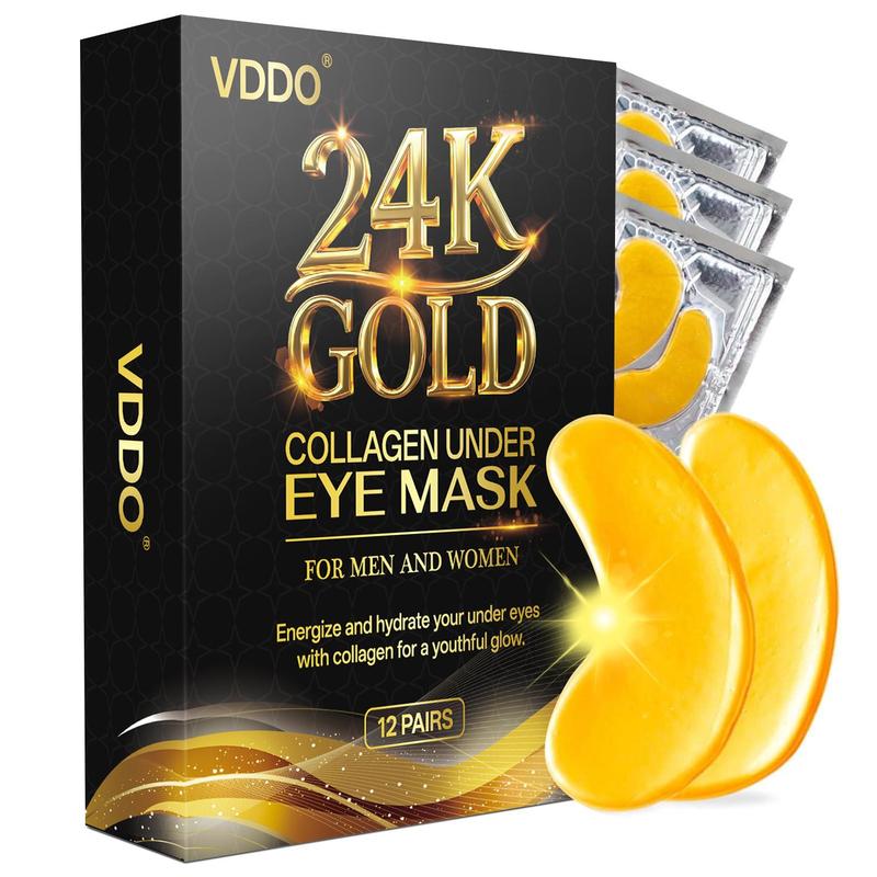 24K Gold Collagen Under Eye Masks, Comforting Skincare Moisturizing Eye Masks, 12 Pairs/Set, Soothing & Hydrating, Nourishing Under Eye Skin, Summer Eye Care Product