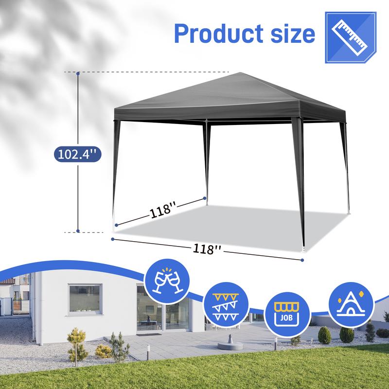 10'x10' Gazebo Waterproof Outdoor Canopy Patio Tent Party Tent for Wedding BBQ Cater, Black 10'x10' Gazebo Waterproof Outdoor Canopy Patio Tent Party Tent for Wedding BBQ Cater, Black