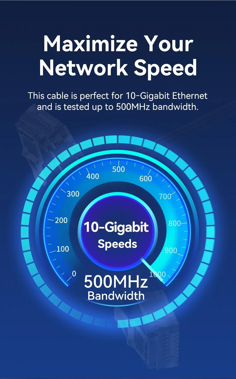 Vention CAT6A Ethernet Cable 10Gbps 90/360 Degree Rotation CAT 6A Slim Networking Internet Lan Cord for PC PS4 Router RJ45 Cable 0.5m 1m 2m 3m 5m 1.5m