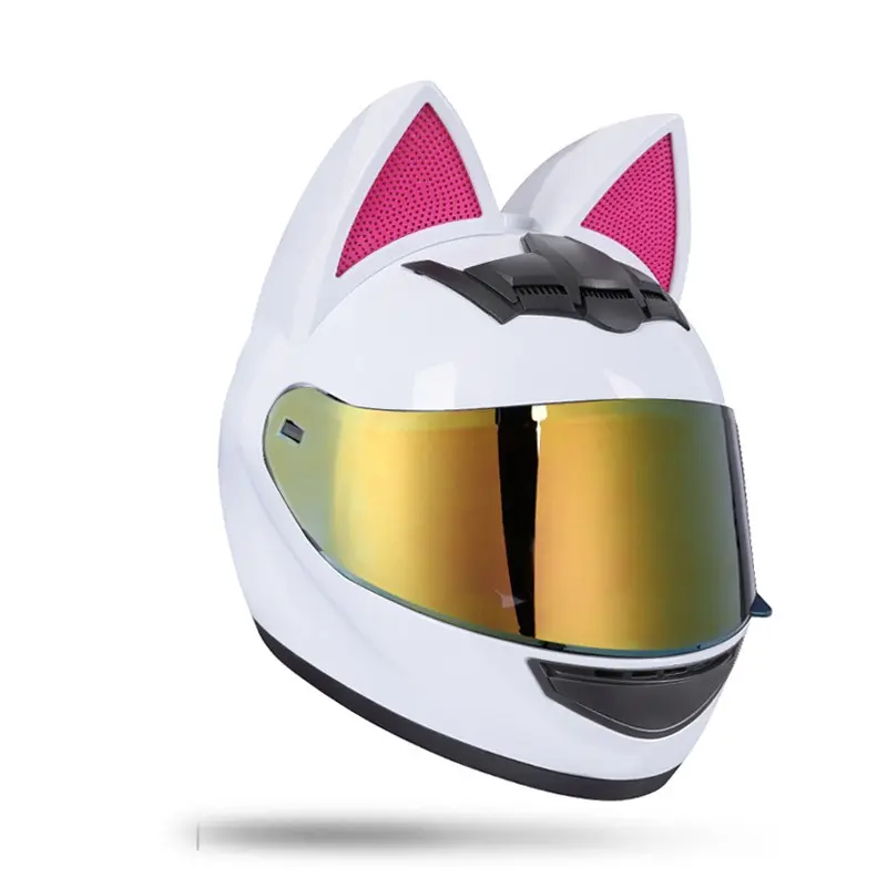 Motorcycle Full Face Helmet Winter Warm Cat Ear Design, Cute Unisex Couple Helmet, Comfortable and Stylish Riding Gear