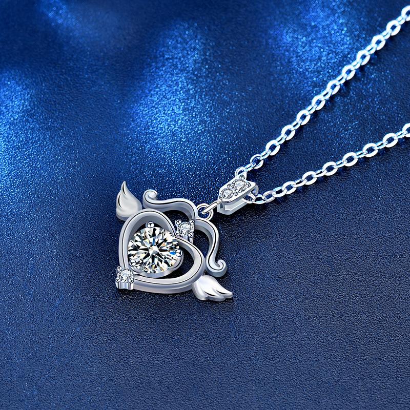 [ASM-NC130] Moissanite Diamond Cupid's Arrow Necklace Female 925 sterling silver fine jewelry silver jewelry moissanite necklace