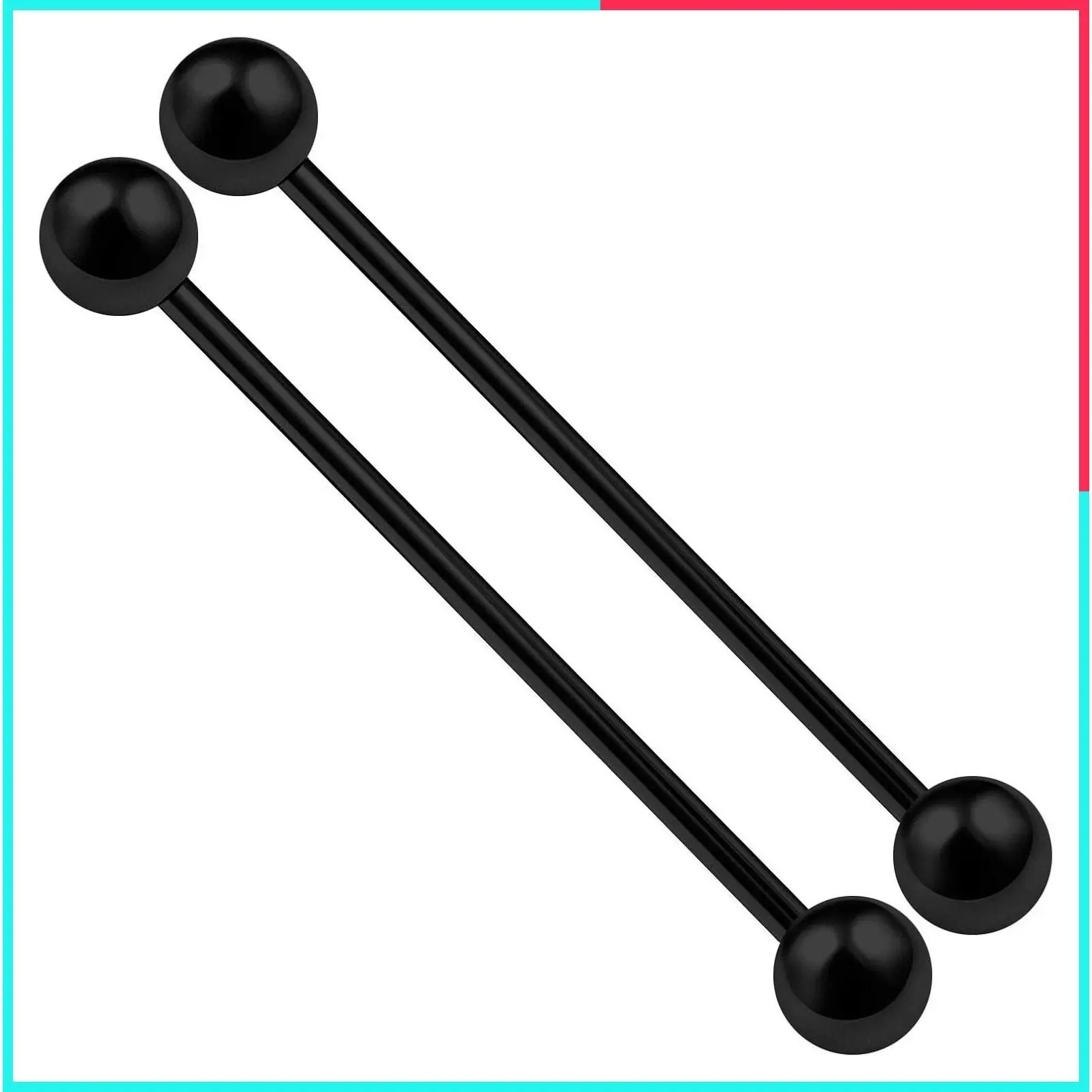 2PCS Stainless Steel Industrial Scaffolding Barbell Stud Earring 14 Gauge 38mm 1 1/2" 5mm Ball Piercing Jewelry