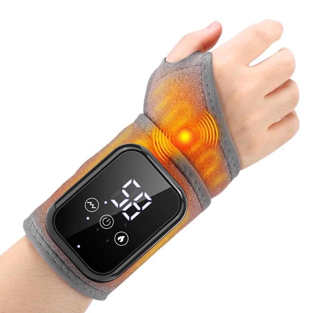 Heating and vibrating hand massager, suitable for both left and right hands, 3 types of vibration and 3 levels of hot compress massage wristband, electric heating and vibration wrist massager, wrist protection, can be given as a gift to  friends