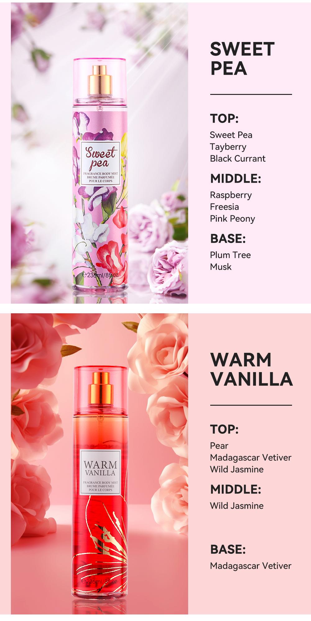 8 FL OZ Hair & Body Fragrance Mist for Women - Long-Lasting Perfume, Perfect for Dating, Parties and Gift Giving Floral Mint Scent Lightweight Scent Highly Scented