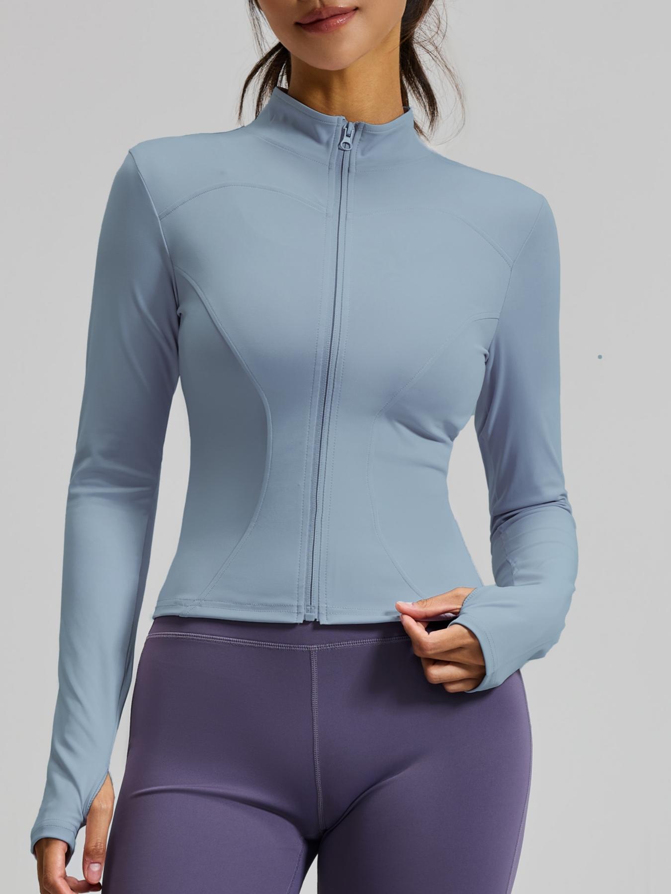 Women's Long Sleeve Yoga Jacket Set, Sports Outerwear, High Neck Zipper Closure, Quick-Dry Fitness Top, Tight-Fitting Sports Wear, Athletic Sports Clothing, 3 Piece Pack