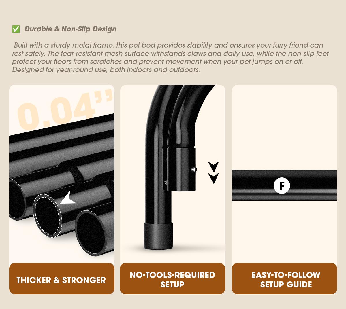 【VALUXE】 New Portable Elevated Dog Beds for Large Sized Dogs,Breathable Pet Cot with Non Slip Feet,Indoor Outdoor Use Pet Bed with Metal Frame FallFreshness