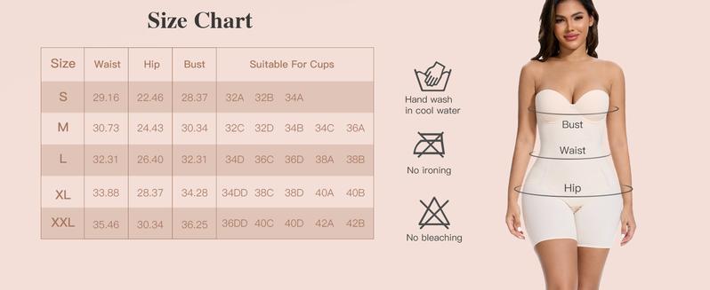 Slimers Strapless Tummy Control Bodysuit Shorts – Built-in Bra, Seamless No-Slip Invisible Shapewear for Women Outfit Fabric