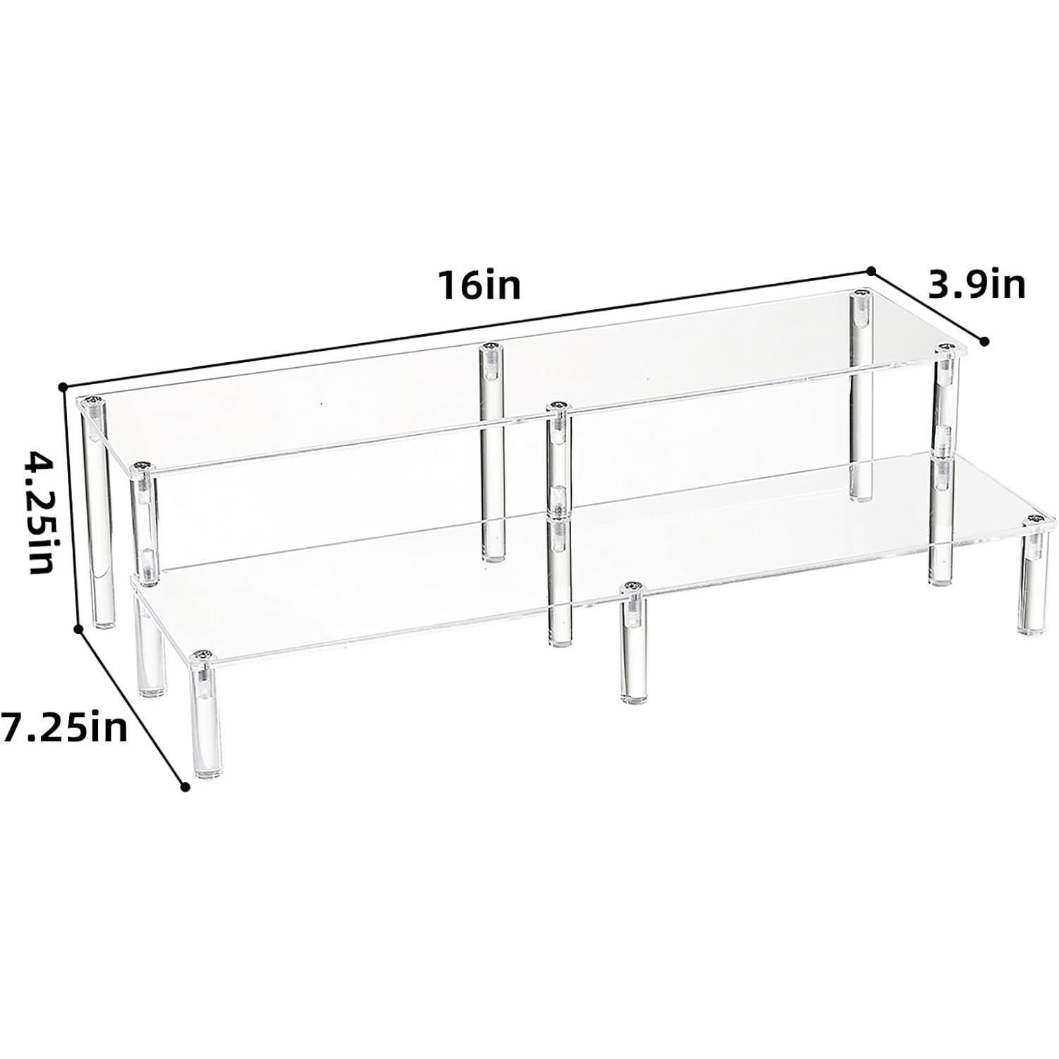 2 Tier Clear  Display Stand Cupcakes Holder, Dessert Display Riser for  Event, Birthday Party, Wedding Party ( 1 Pack - 16" X 6.9" X 4.25" )