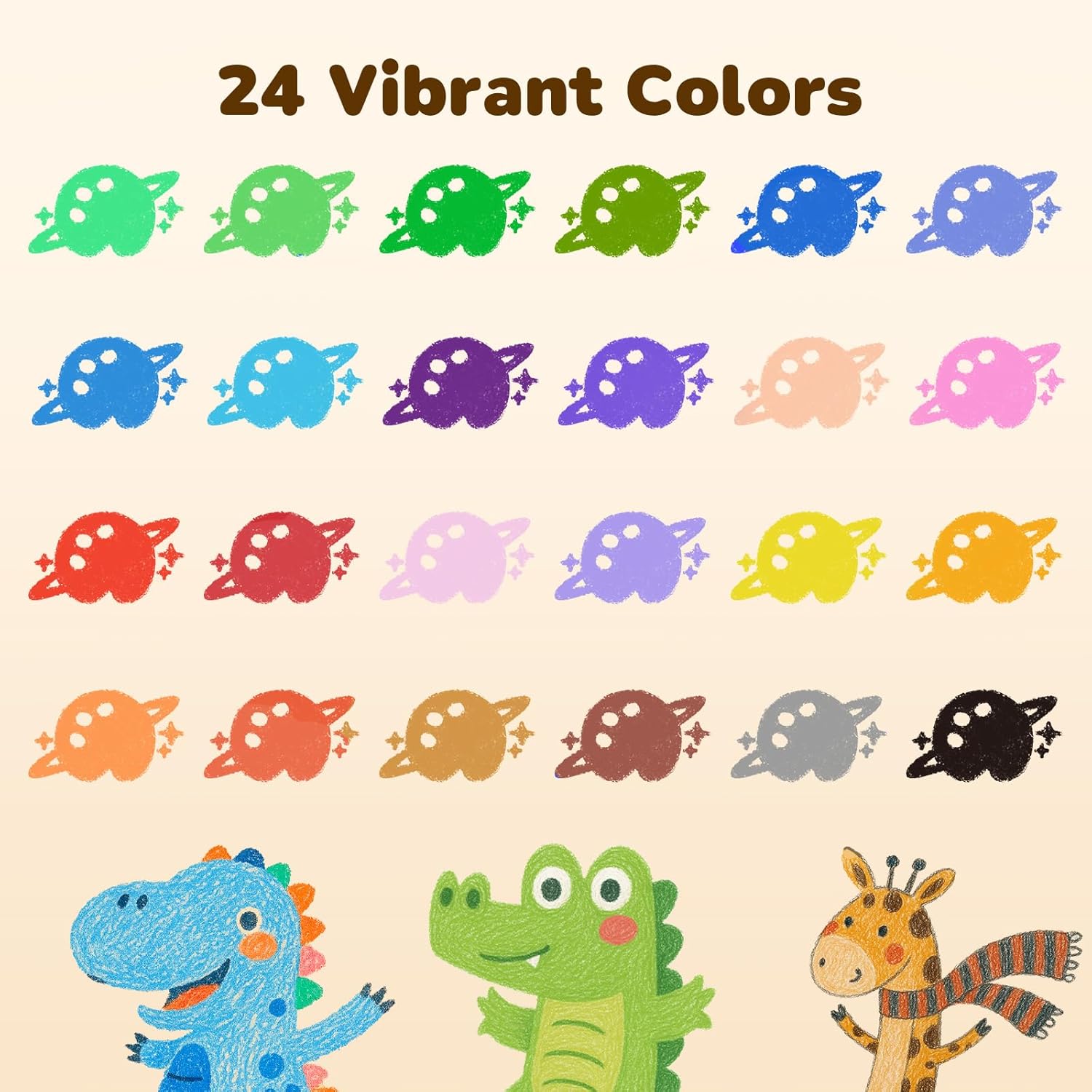 24/12Colors Triangle Jumbo Crayons with Coloring Book & Bonus Stickers, Non-Toxic, Easy-Grip & Washable Crayons for Toddlers 1-3, 4-8, Fat Brain Toys for Art Supplies and Ideal Gifts for Kids diamond art supplies, glitter