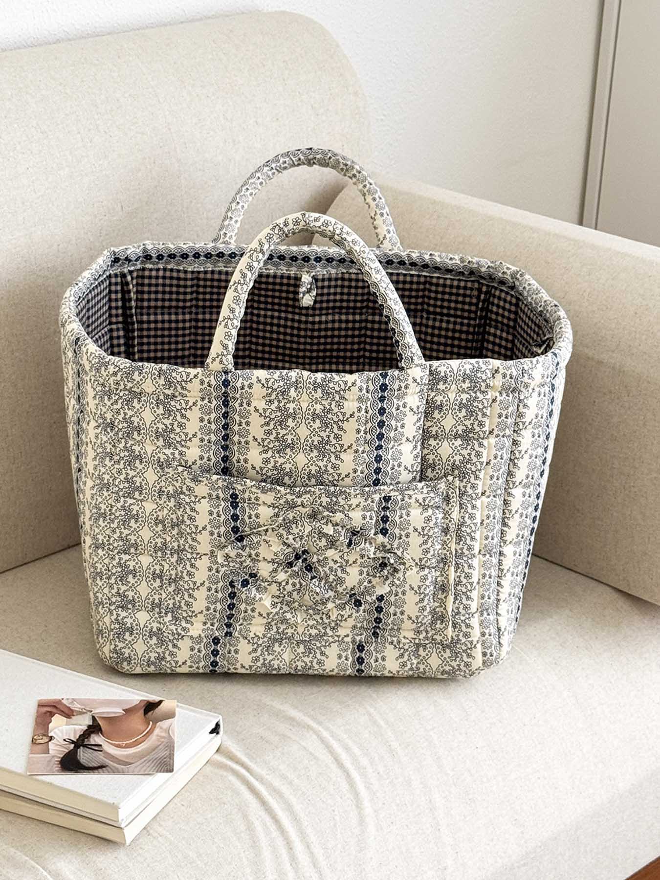 Elegant Home Storage Bag OrganizerMultipurpose Foldable Basket for Clutter Organization,Perfect for Living Room & Bedroom Use, Carrying Caddy, Portable Storage Basket