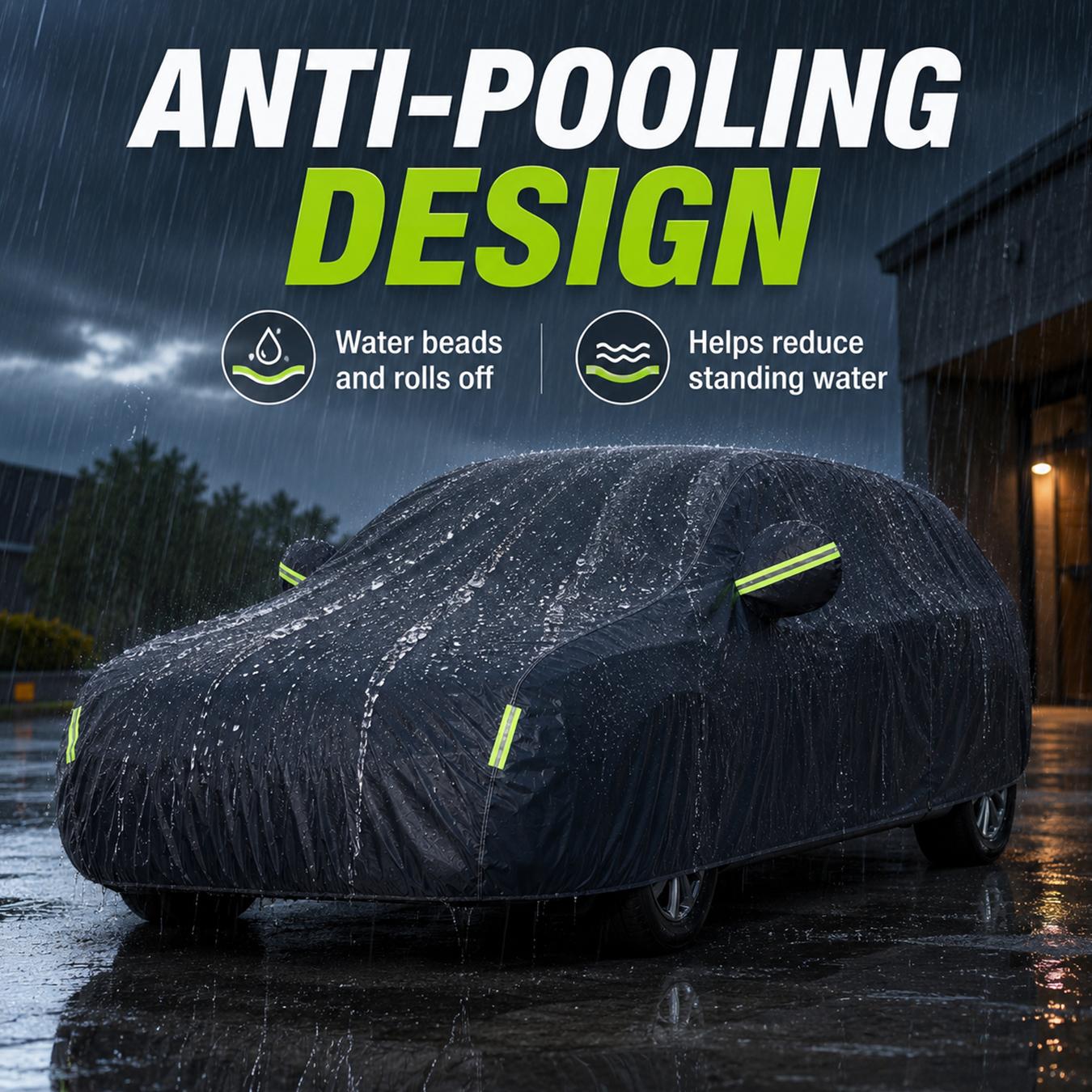 Weatherproof Car Cover with Reflective strip,Outdoor Full Coverage Heavy duty Thick Fabric (190t), Outdoor All Weather Windproof Scratch-Resistant,Heat-Resistant,Fits Various Cars,Dustproof UV protection car cover, Long-Term Outdoor Parking