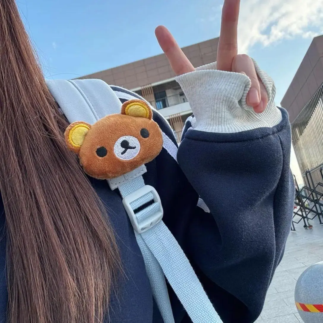 Hot Cartoon Rilakkuma Kawaii Fluffy Cute Soft Plush Bear Keychain Bag Charm Backpack Decoration Pendant Toys Girls Festival Gift