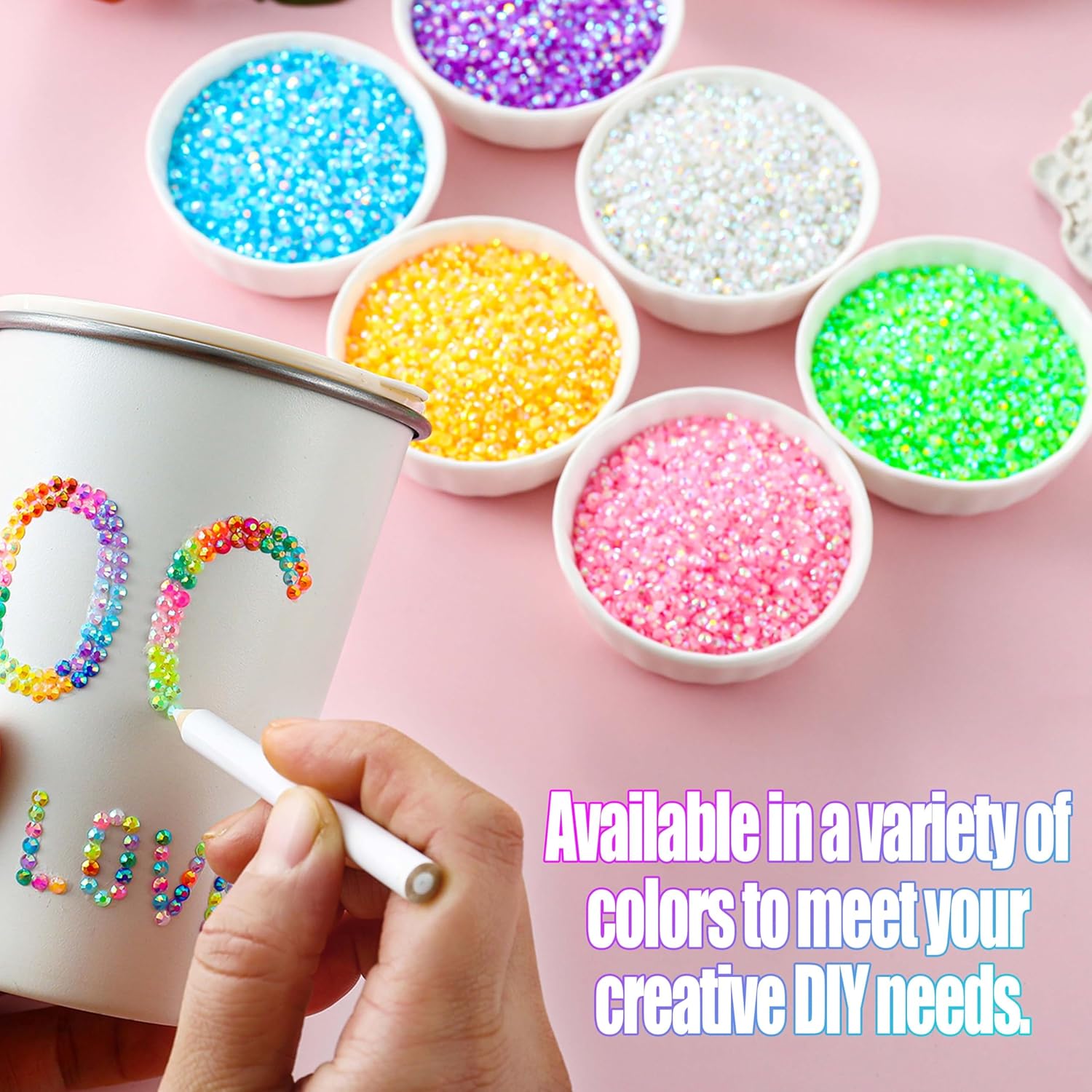 1Set Minimalist Flatback Glitter Rhinestones Nail Charms Multi-sized Colorful Fashion Rhinestone Decorated Half-round Nail Art Decorations for DIY Cups Phone Cases Headphones Nails Crafts