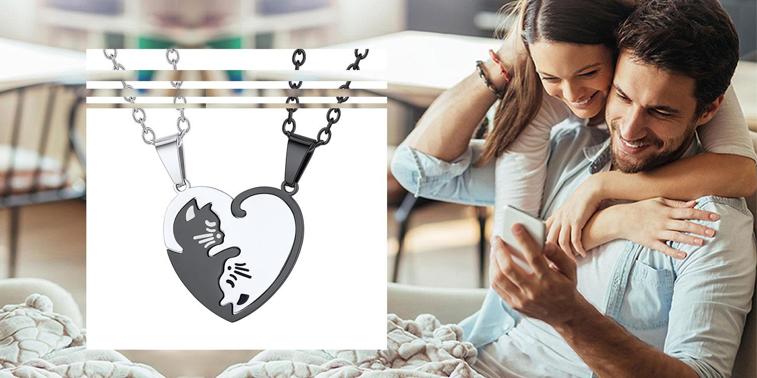 FaithHeart Cat Necklace Heart Cat Yin Yang Necklaces for Cat Lovers Friends