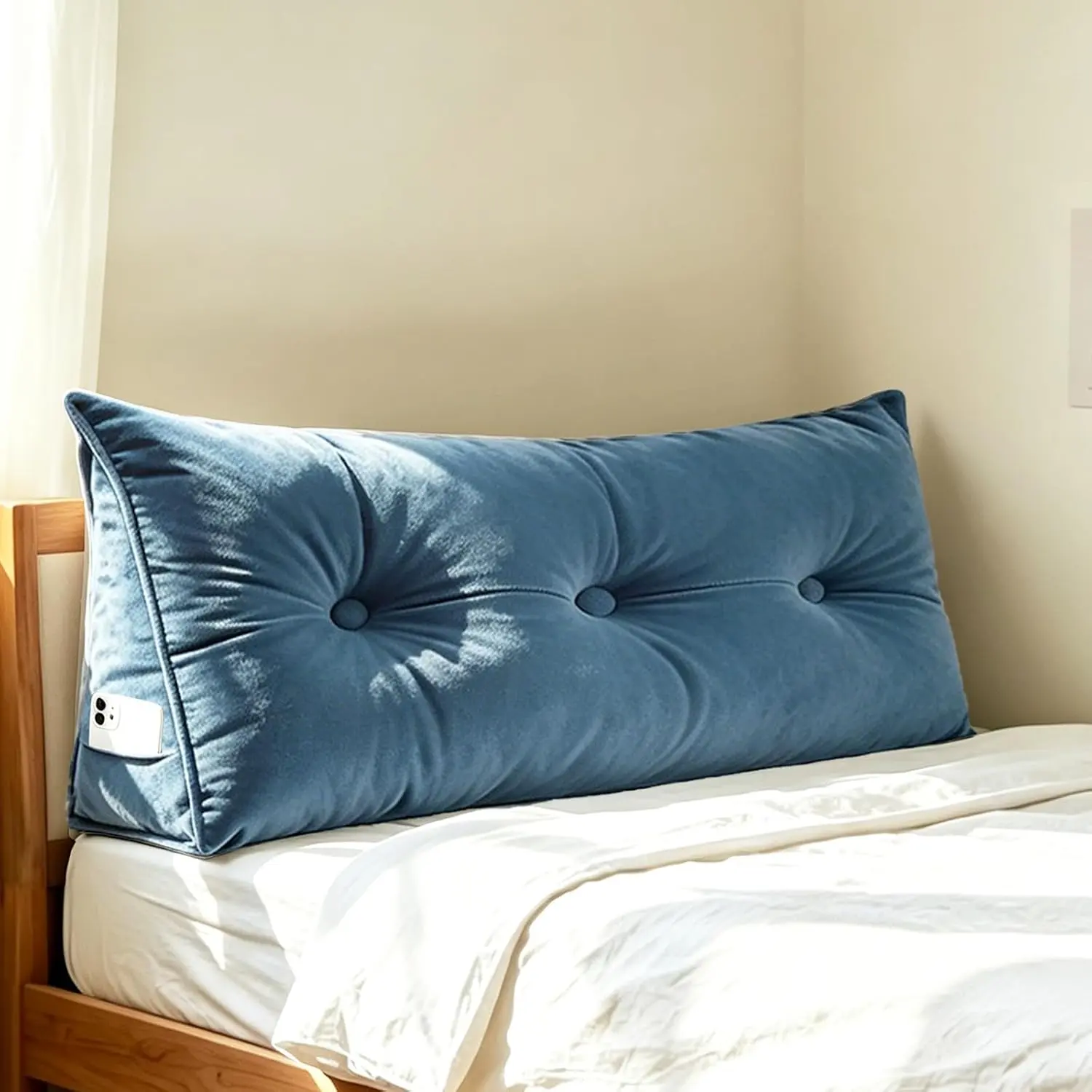 Headboard Pillow Twin Wedge pillow headboard Twin XL in Dorm Sofa Daybed for Backrest Comfortable, Full Size head board pillows for resting reading or sitting with Washable Soft Cover, Navy Blue