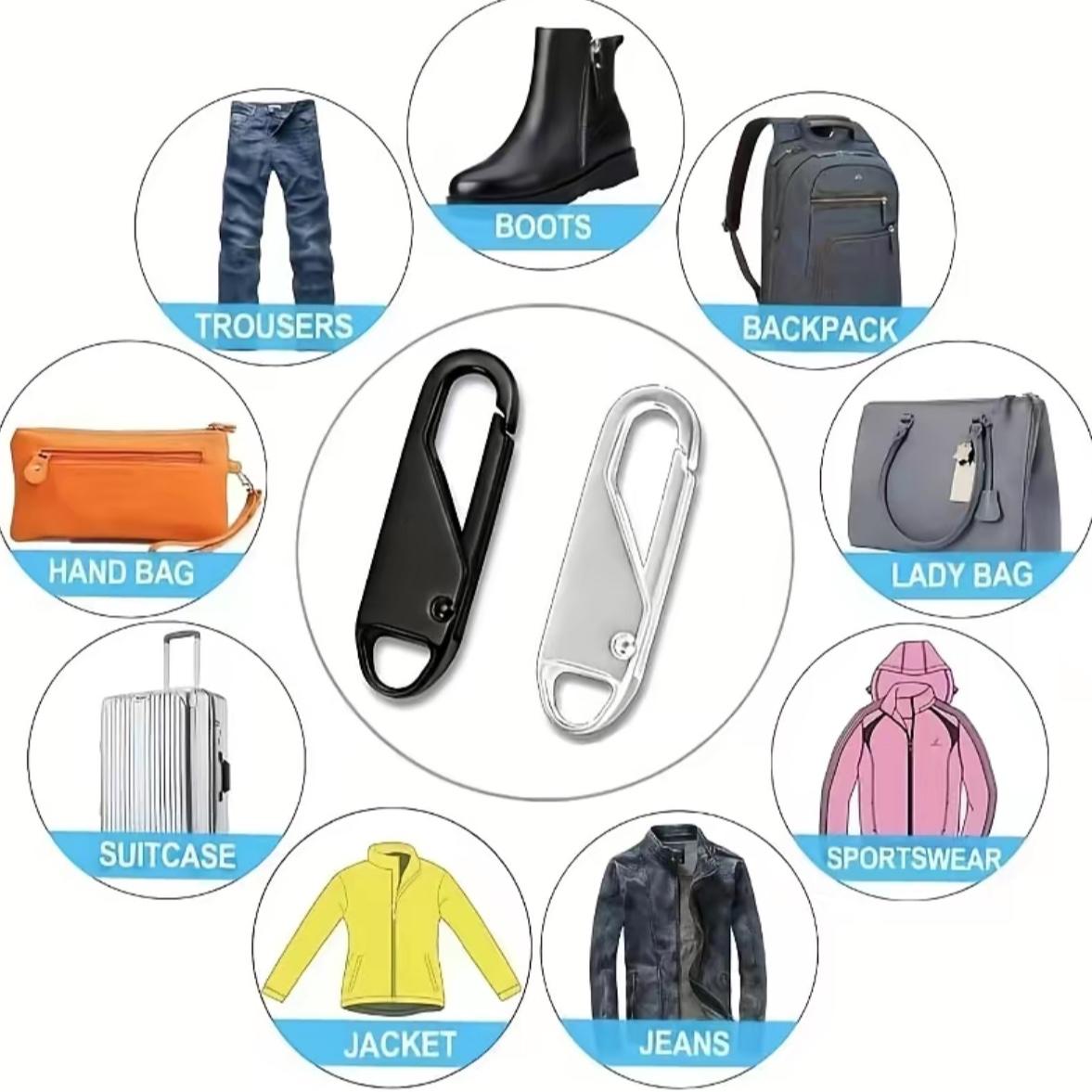 Zipper Pull Replacement,4 Counts Detachable Zipper Head, Reusable Versatile Zipper Pull for Travel Bags,Clothing,Backpacks,Boots,Wallets