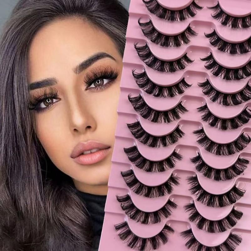 10 Pairs Russian Strip Lashes DD Curl Lashes 3D Eyelashes Reusable Fluffy False Lashes Russian Extensions