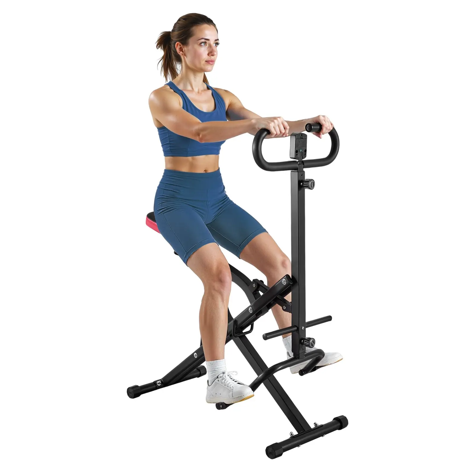 Squat Machine, Deep Squat Rowing Machine for Home, Easy Setup & Foldable Exercise Equipment, Glute Trainer Machine with 12-Gear Adjustable Resistance, Glutes & Leg Home Workout Machine, Black