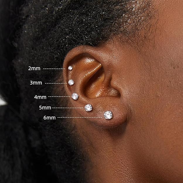 GEMSME Hypoallergenic 5 Pairs 316L Stainless Steel Screw Flat Back Earrings Cubic Zirconia Stud Earrings Titanium Earrings for Women Men E-TG3-7 GEMSME Hypoallergenic 5 Pairs 316L Stainless Steel Screw Flat Back Earrings Cubic Zirconia Stud Earrings Titanium Earrings for Women Men E-TG3-7