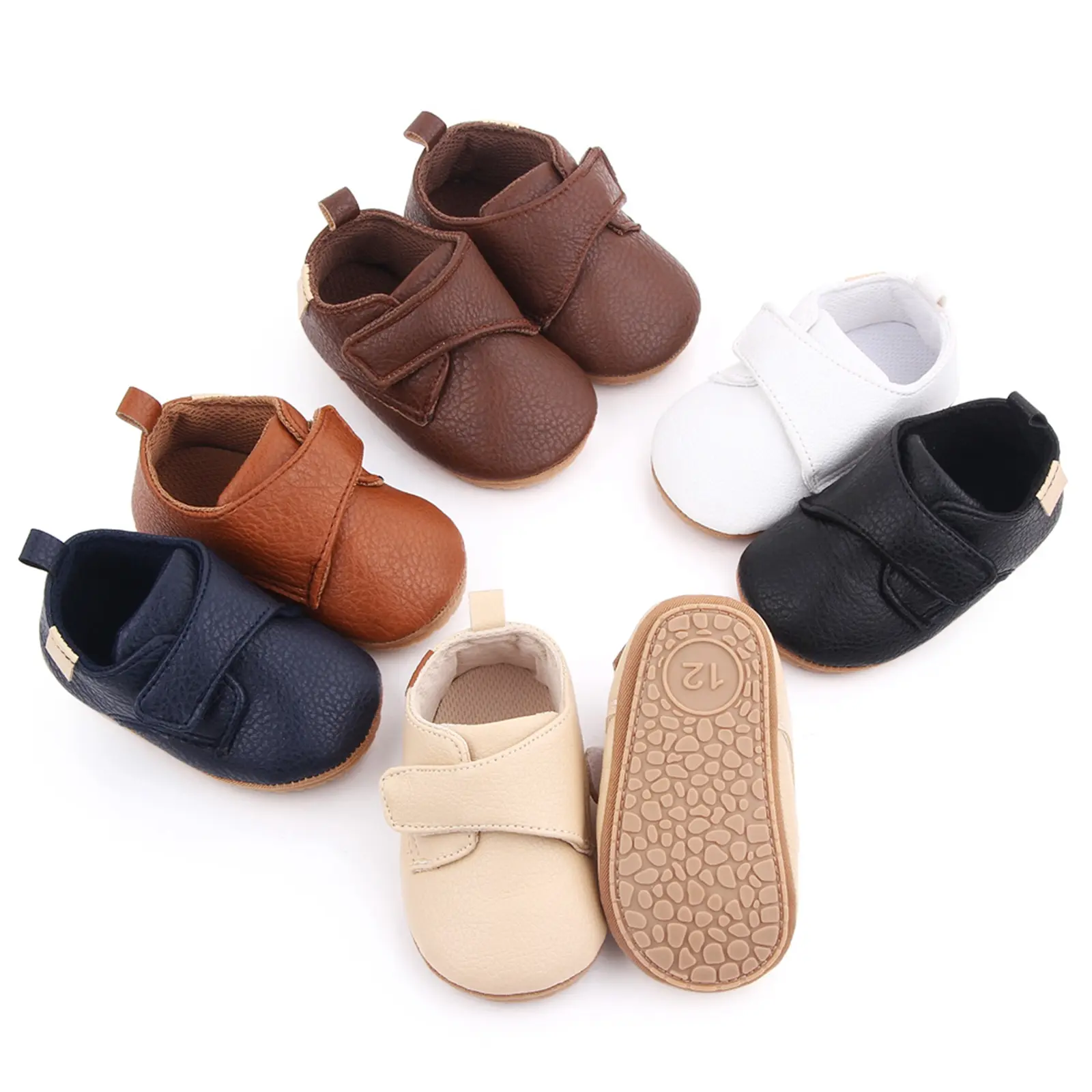 Baby Boys Girls Shoes Non-Slip Rubber Sole PU Leather Sneakers Infant First Walking Crib Shoes Newborn Loafers Flats 0-18M