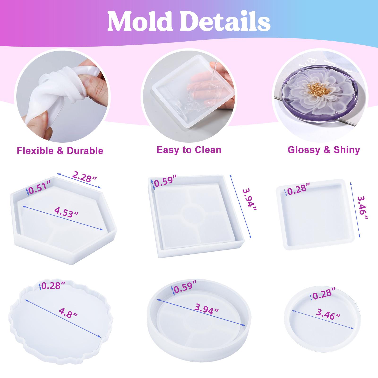 16oz Epoxy Resin Coaster Molds Kit for Beginners,Include Epoxy Resin,Coaster Molds, and Mica Powder for Resin Casting, Ideal Christmas Gift Set - LET'S RESIN