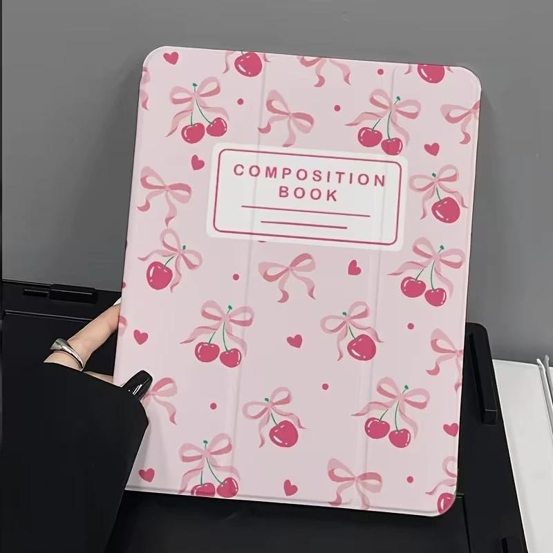 Cherry Bow Print iPad Case, Soft Shockproof Cover with Pen Slot, Auto Sleep Feature, Fits iPad 7-11 Inch Models