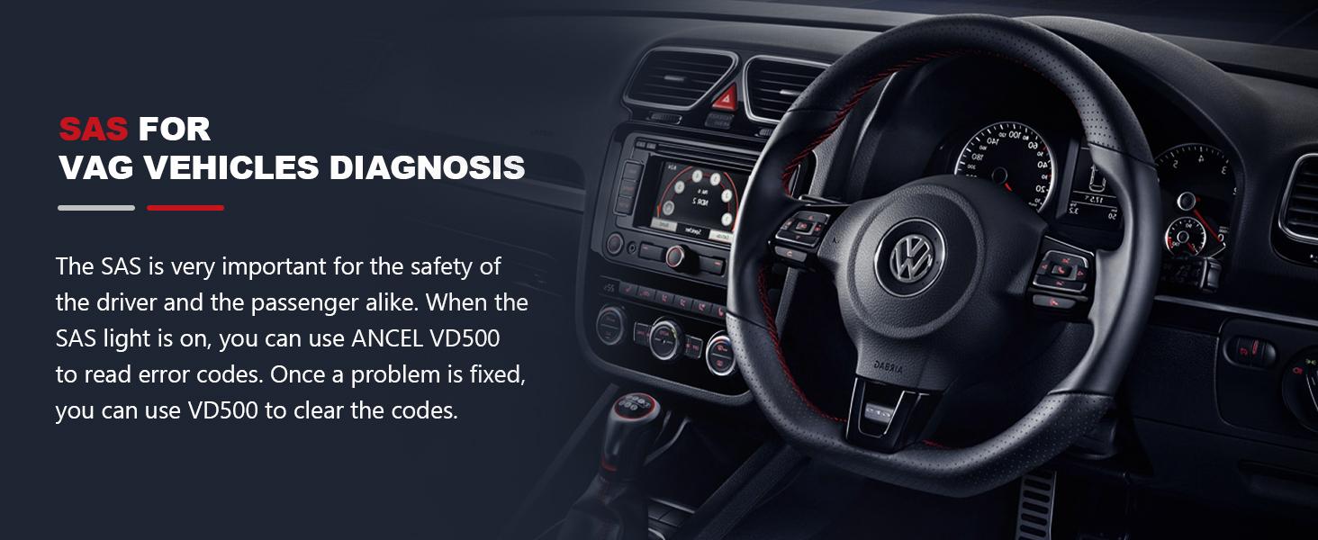 ANCEL VD500 OBD II DiagnosticScanner for Volkswagen VW AudiSkoda Seat Diagnosis Check EngineLight EPB ABS SRS Code Reader OilThrottle Position Adaption Brake PadReset Tool