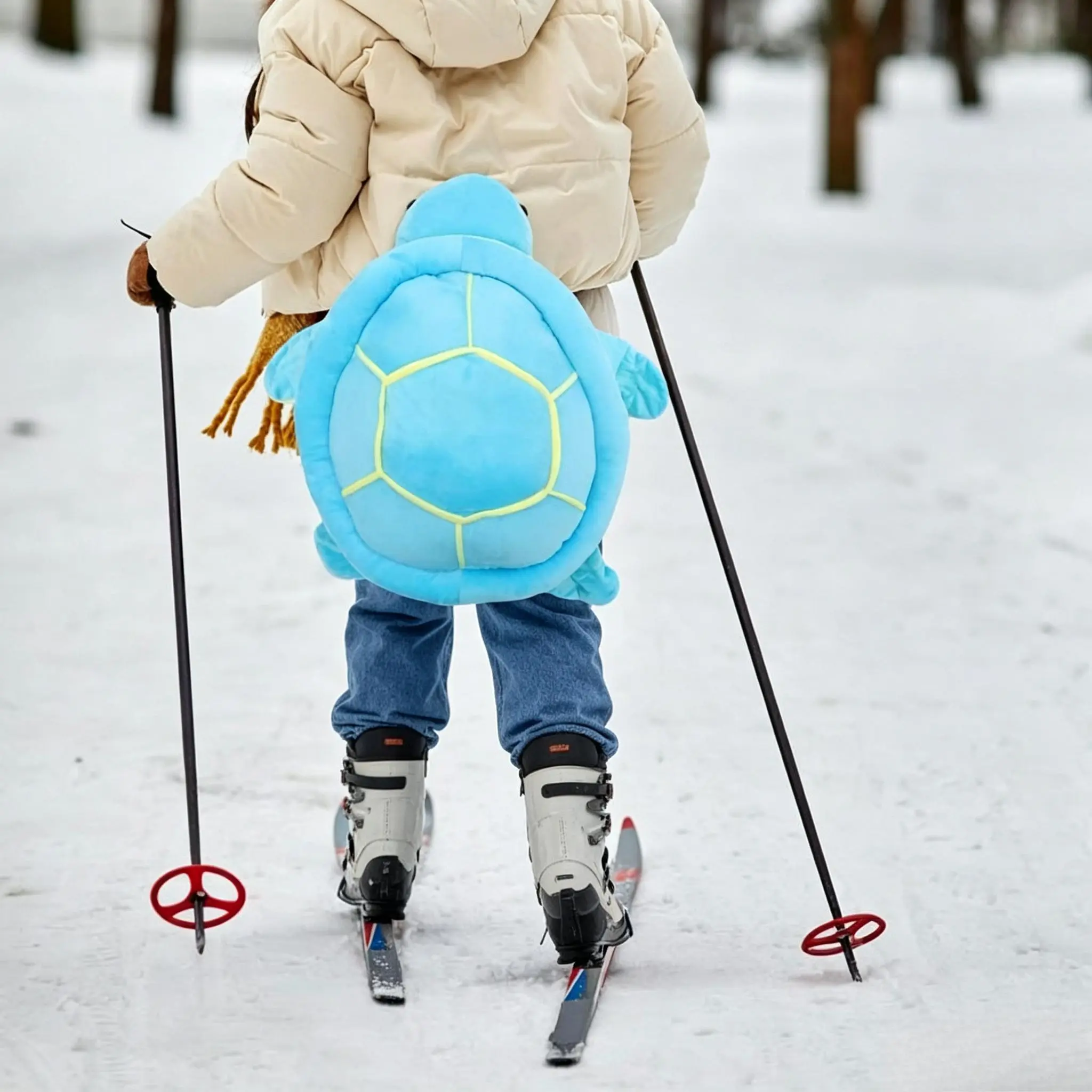 Turtle Shape Padded Hip Butt Protector Rabbit Plush PP Cotton Thickened Butt Cushion Impact‑Resistant Protective Gear for Skiing Snowboarding Ice Skating Roller Skating, for Adults Boys Girls