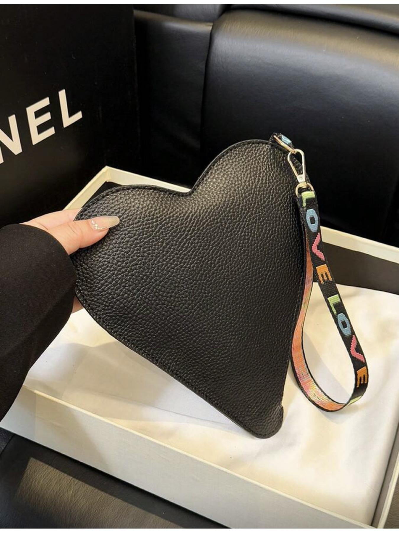 Women's Fashion Personalized Heart Shaped Solid Color PU Leather Mini Handbag Elegant Coin Wallet Retro Daily Work Commuter Wallet Handbag Chic Handbag Vintage Chic Purse