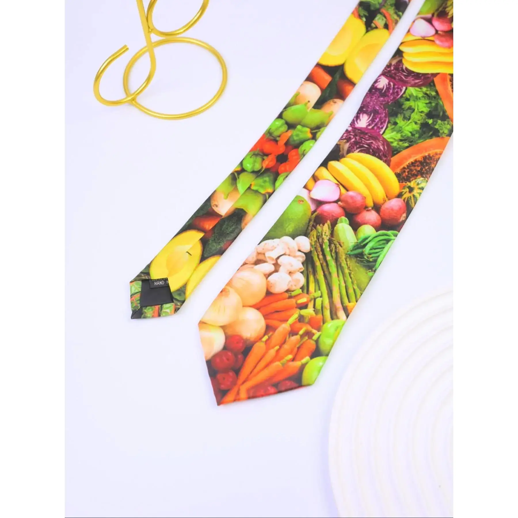 Vegetable & Flower Pattern Neckties, Unisex Street Style Tie for Business & Party, Fashion Accessories for Men & Women