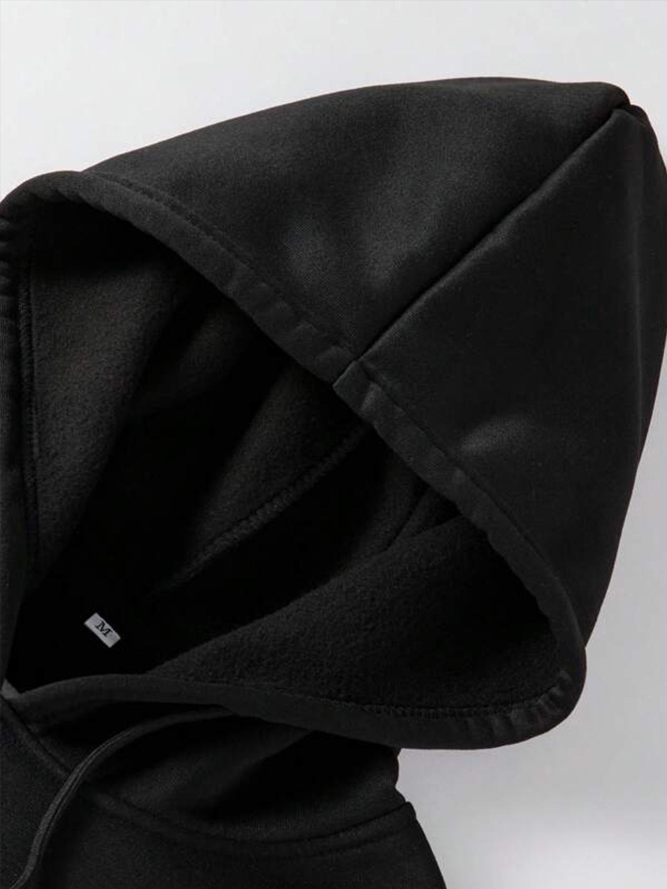 Men's Black Cropped Hoodie Letter Logo with "Stay Wild" Graphic | Grunge Street Style