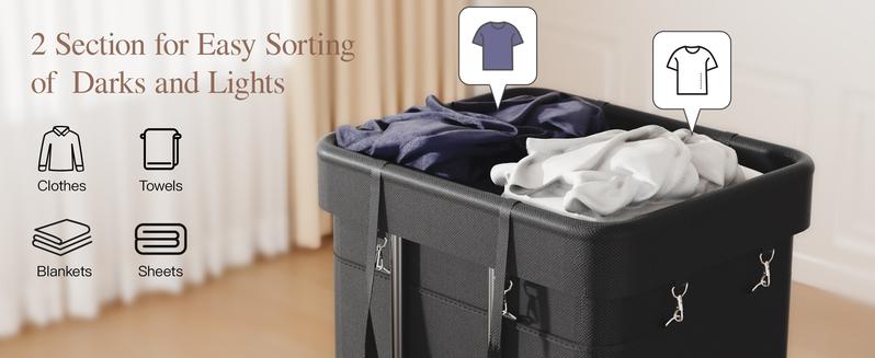 DELAMU Foldable Laundry Hamper with Lid - Dirty Clothes Basket for Bedroom/Bathroom/Dorm | Space-Saving, Sturdy & Breathable | Easy Storage Organizer