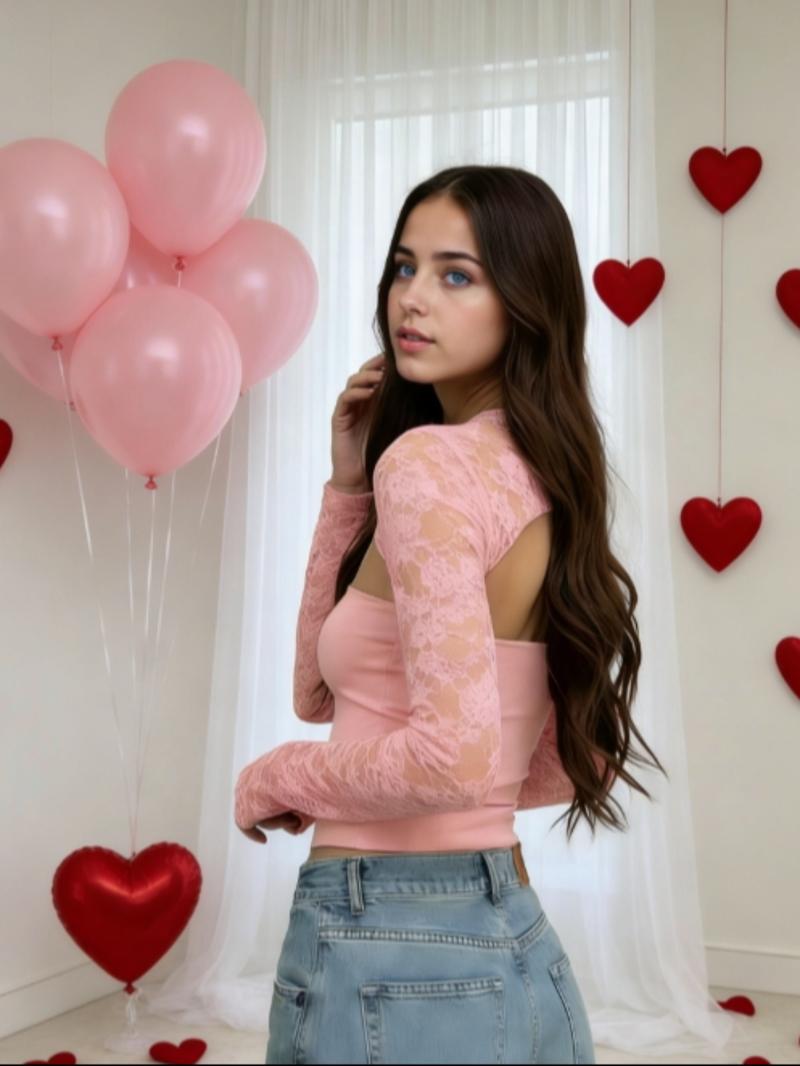 Elegant Lace Hollow Out Flare Sleeve Top, Vintage Slim-Fit Style that Shows an Elegant Look, Perfect for Any Occasion Blouse