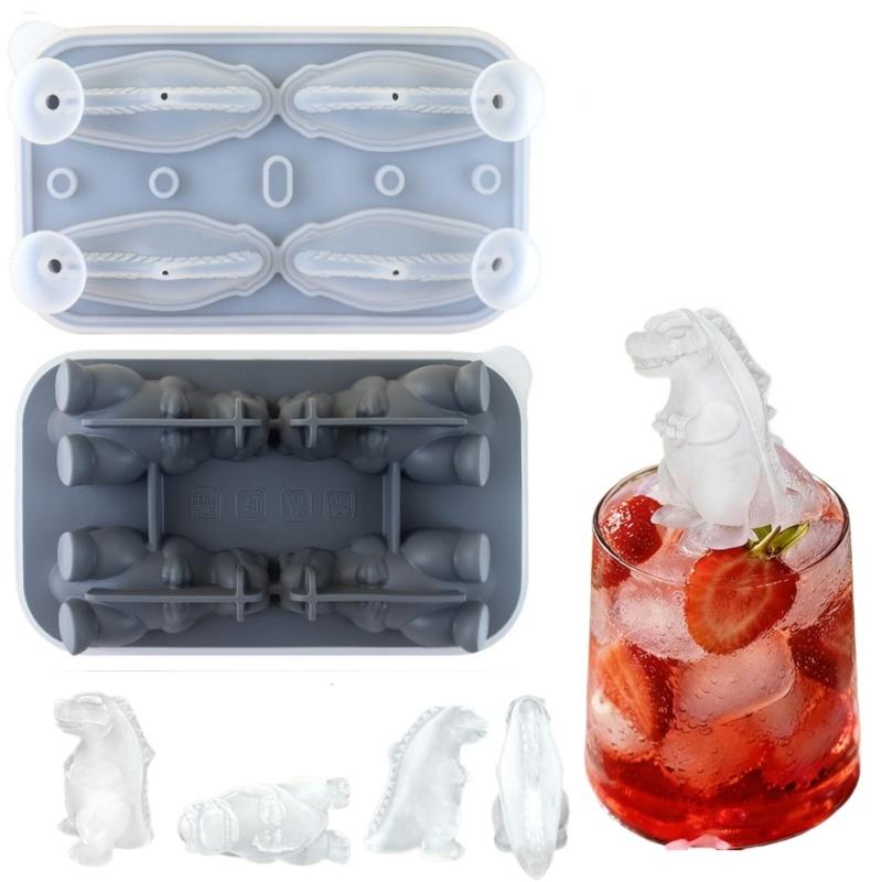 Dinosaur Ice Cube Tray, Silicone Ice Trays for Freezer, Easy Release BPA Free Mold with Lid, Perfect for Oxo Whiskey Cocktail Drinks